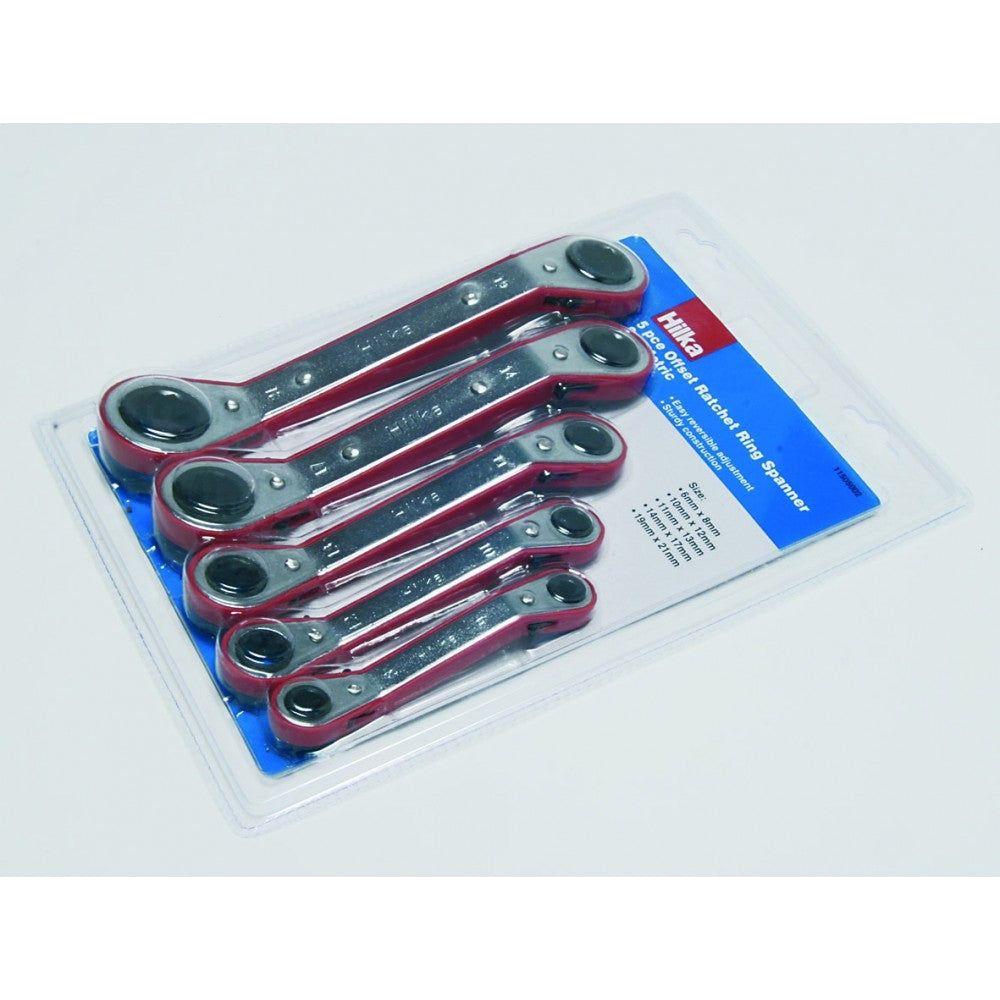 Hilka 5 pce Ratchet Ring Spanner Set Metric