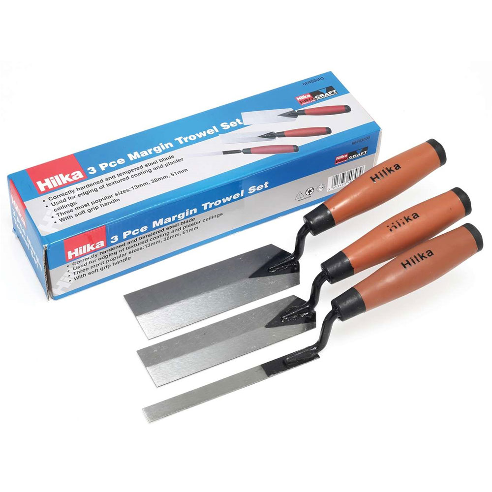 Hilka 3 pce Margin Soft Grip Trowel Set