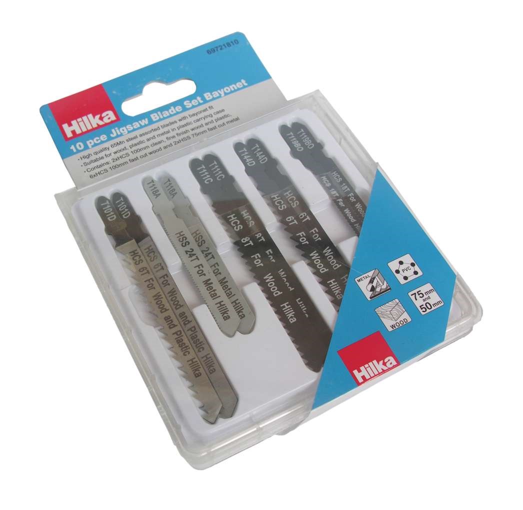 Hilka 10 pce Jigsaw Blade Set Bayonet