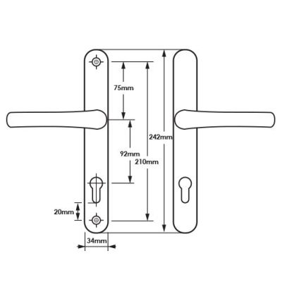 Maxus MPL960 Door Handle — 92PZ/210mm — White