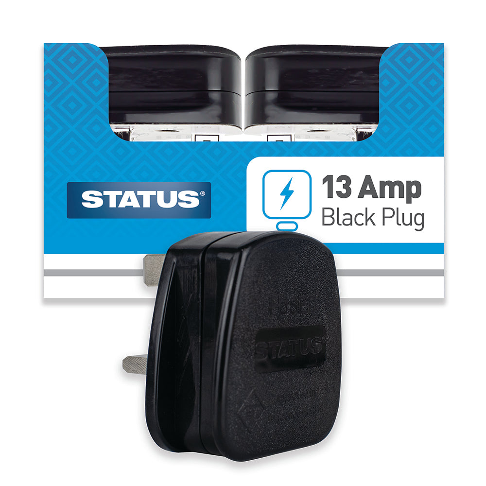 Status 13A Black Fused Plug in Tray