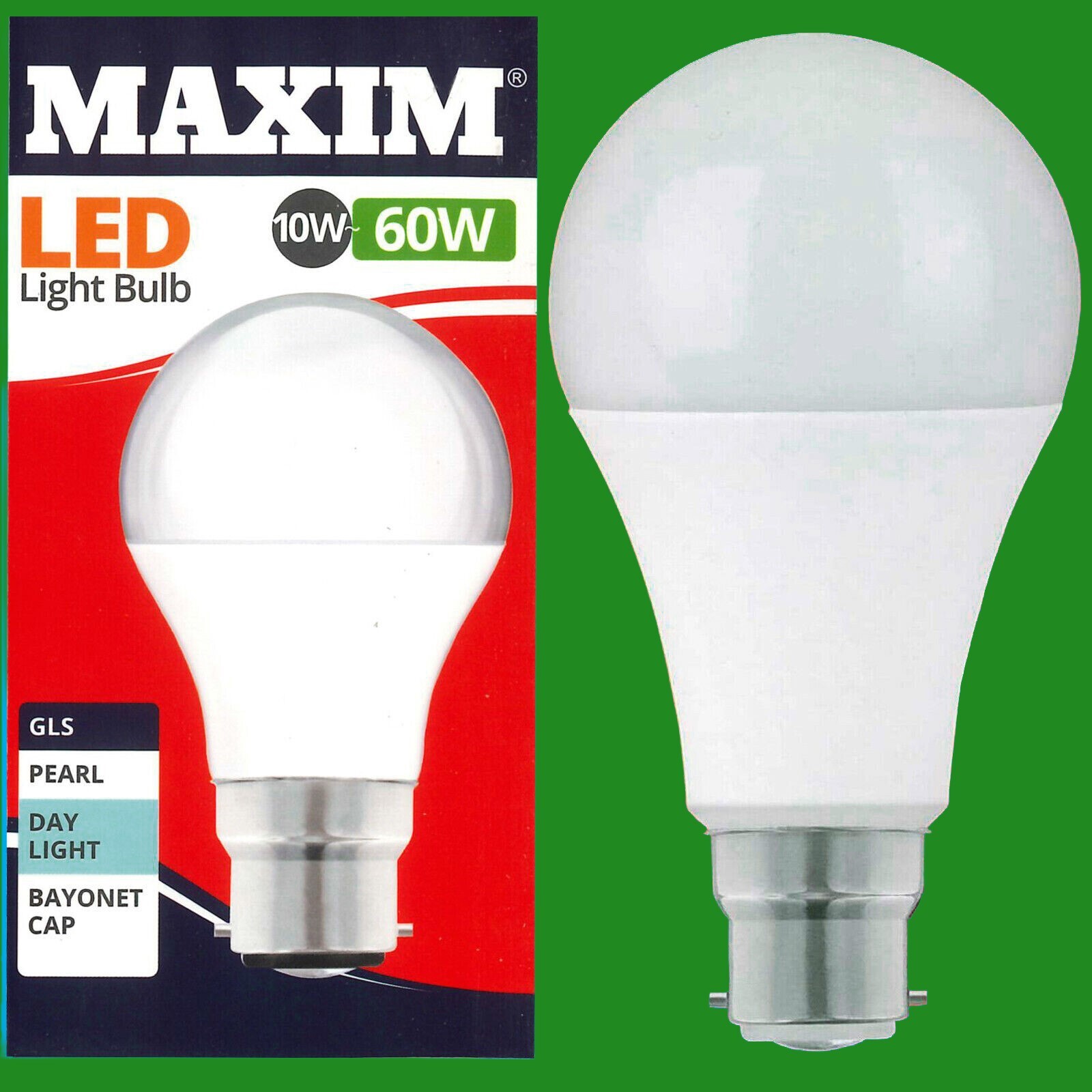 9W=60W Maxim LED GLS B22 DL Pearl SWx10