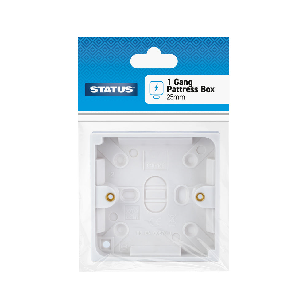 Status 1G Pattress Box 25MM Deep