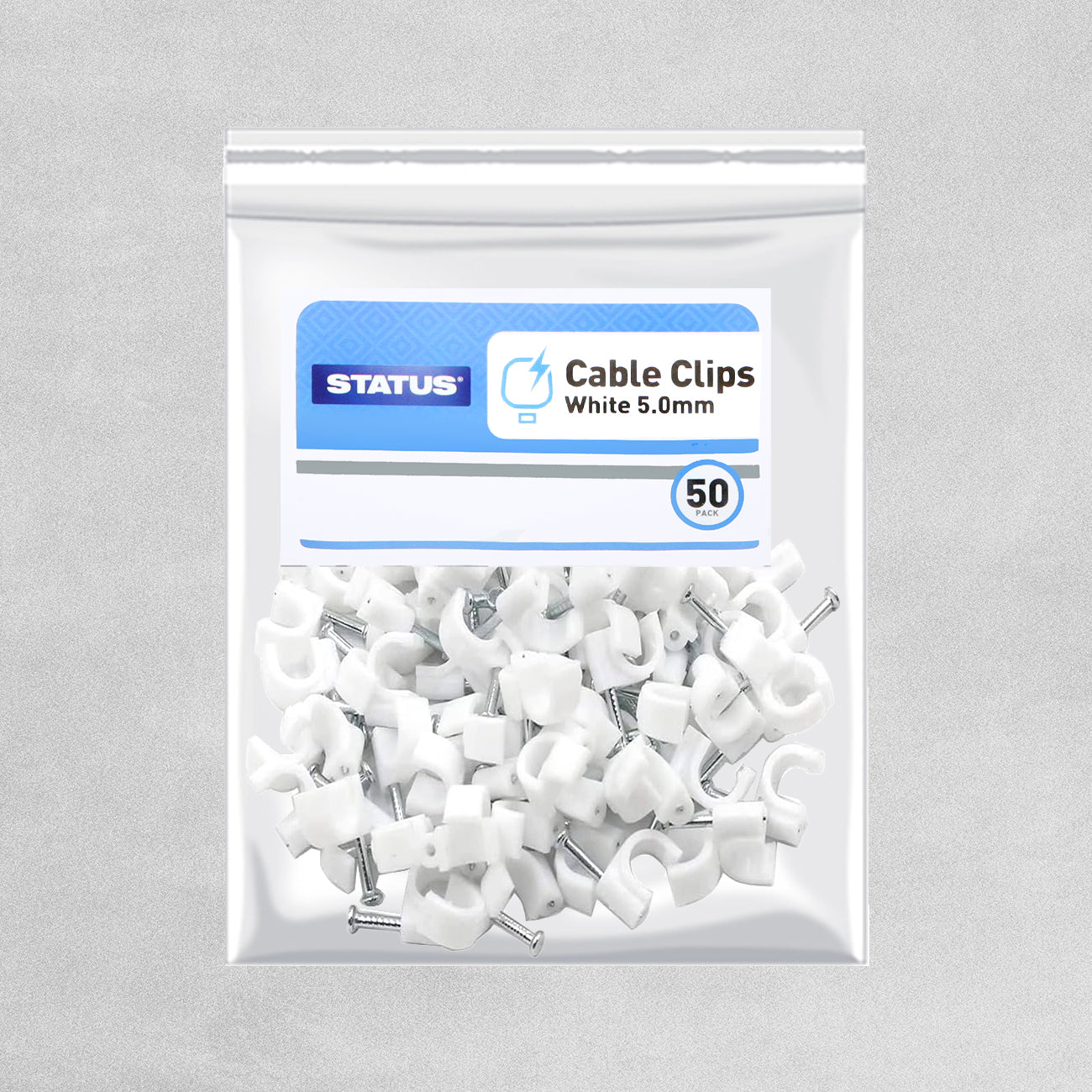 5MM White Cable Clips S 50PK Bag/CDU